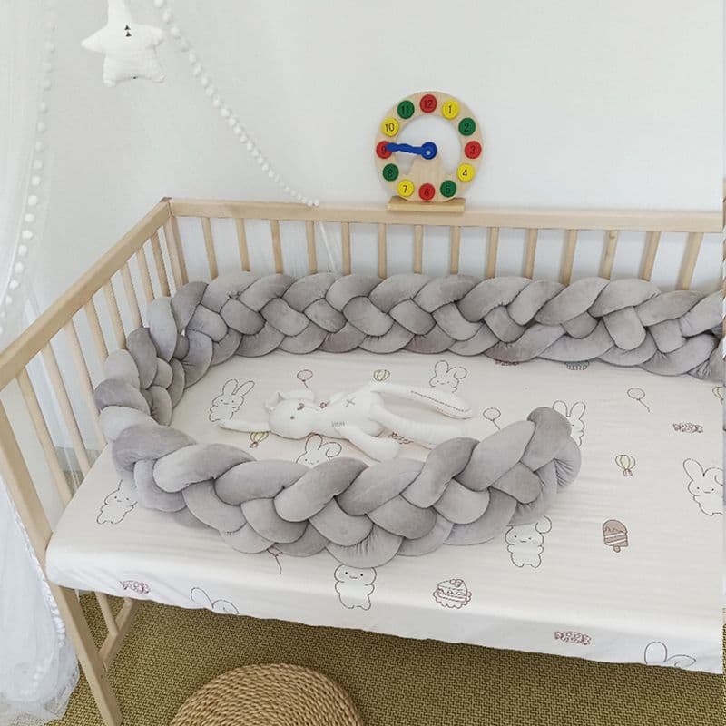 Baby Crib Soft Bumper, Crib Rail Cover, Braided Rope Pillow, Newborn Anti-Collision Crib Bumper, Knitted Crib Bumper
