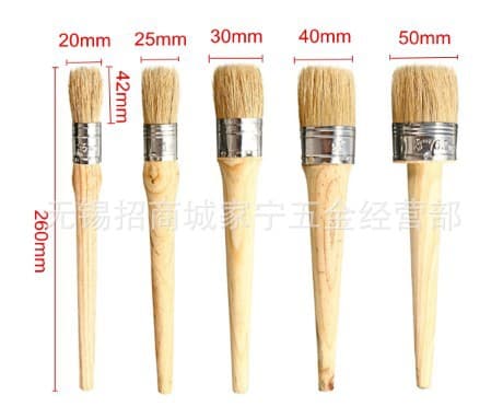 Wooden Handle Round Head Long Bristle Paint Brush Boat Use Pig Hair Paint Brush Traditional Tool For Woodworking Painting