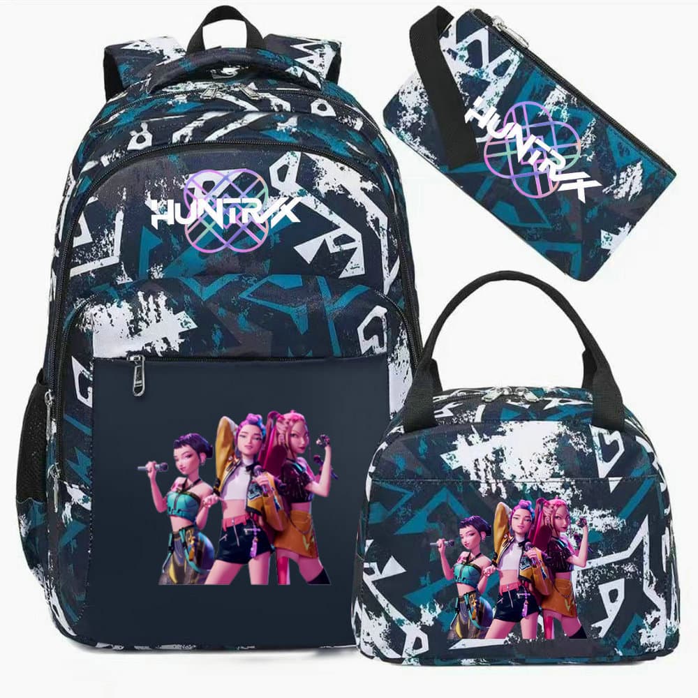 Kpop Demon Hunter Backpack Zoey Rumi Mira Backpack Student Anime Schoolbag 3-Piece Set for Men and Women