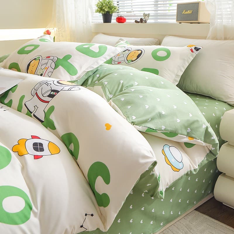 Nantong Washed Cotton Four-Piece Set Wholesale Brushed Aloe Vera Cotton Three-Piece Set Bed Sheet Duvet Cover All-Season Universal