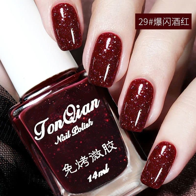 2026 New Nail Polish No UV Lamp Required Non-Peel Natural Dry Cherry Burst Sparkling Wine Red Dark Blue for Women