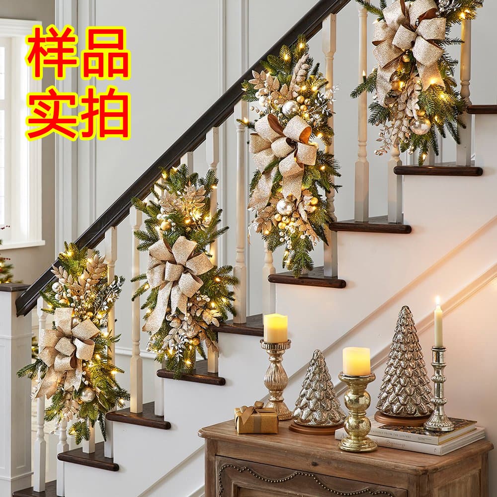 Christmas Staircase Decoration Wreath Hanging Ornament Nordic Home Scene Setting Christmas Amazon New Product