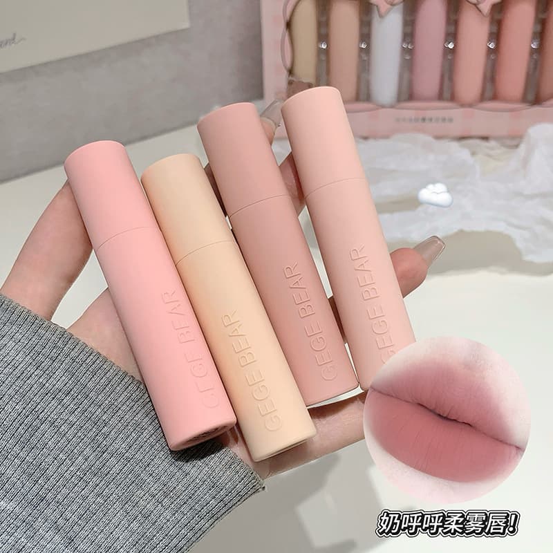 GegeBear Macaron Pink Matte Lip Mud, Fine and Soft Texture, Affordable Autumn/Winter Shade, Matte Finish, Long-Lasting and Transfer-Resistant