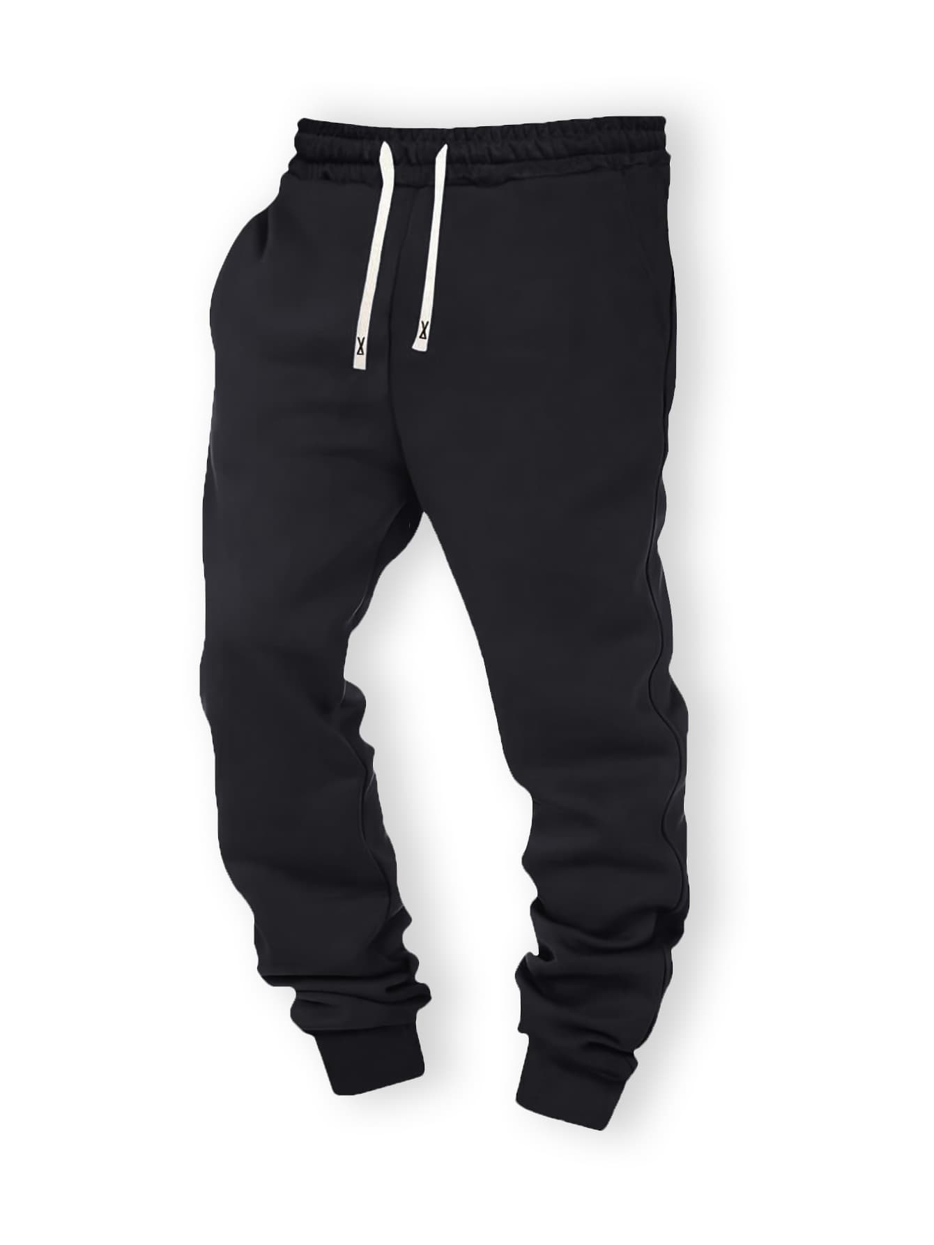 Ouma Fleece-Lined Sweatpants for Men Winter Casual Corduroy Pants Loose Straight-Leg Thick Warm Joggers