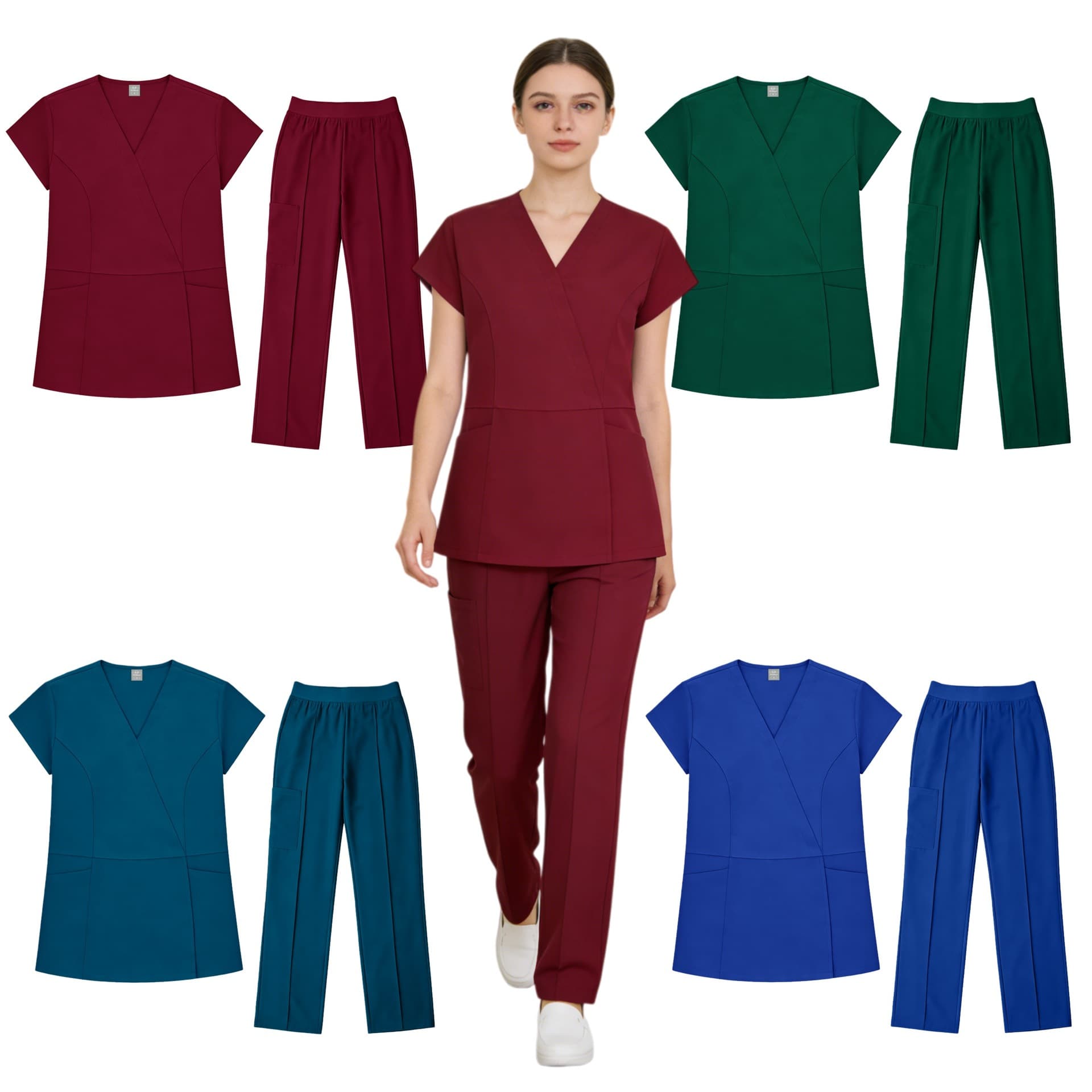 Cross-border hot-selling medical beauty and wellness spa hand-washing uniform, SPA water therapy center workwear, casual V-neck nurse uniform