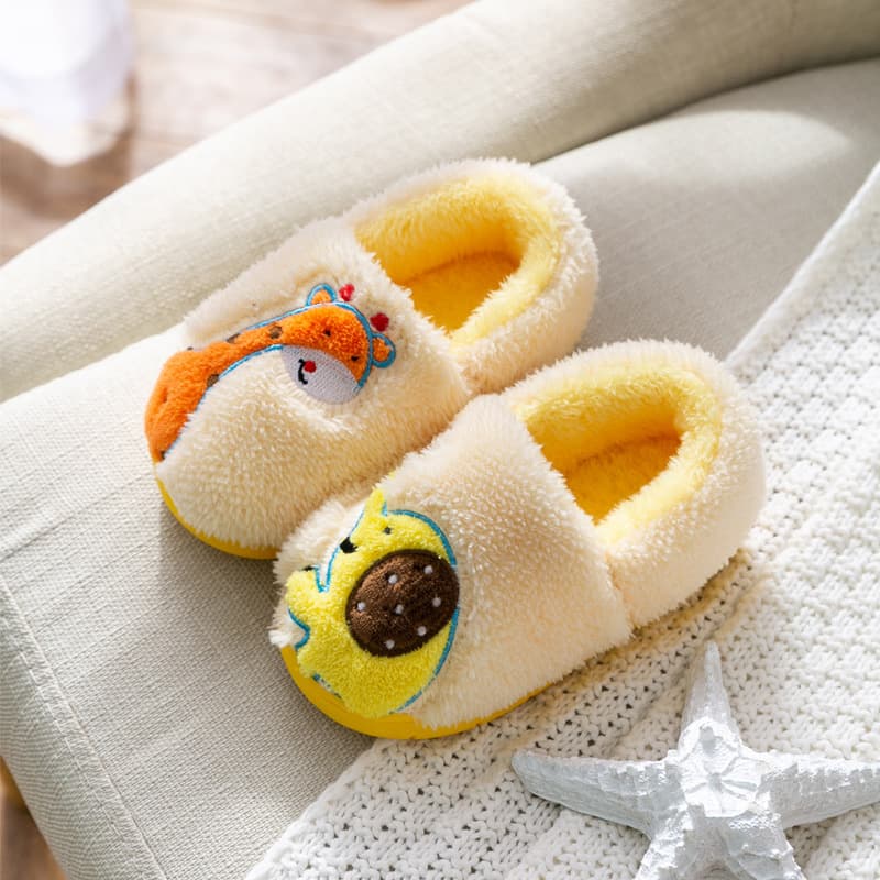 Children's Cotton Slippers Winter New Cartoon Animal Non-slip for Boys and Girls Kindergarten Plush Shoes