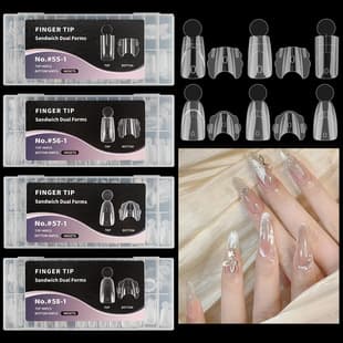 Nail Art Sandwich Nail Mold, 280 Pieces Layered Extension Nail Mold, No Paper Form Required, Transparent Acrylic Nail Mold