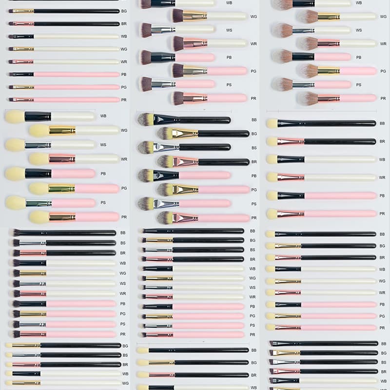 Multi-Color Makeup Brushes, Small Batch DIY Brush Sets, Customizable Printed Makeup Brushes, Fiber & Animal Hair Makeup Brushes in Stock
