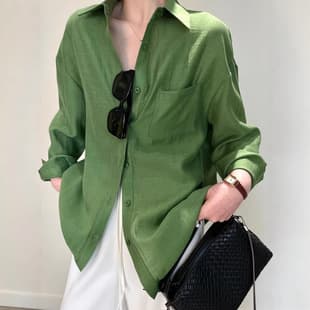 Tencel Acetate Linen Comfortable Textured Loose Versatile Tencel Acetate Shirt Linen UV Protection Top