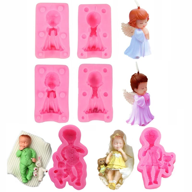 3D Angel Candle Silicone Mold Baby Lollipop Soap Mold Resin Mold Baking Cake for Boys and Girls