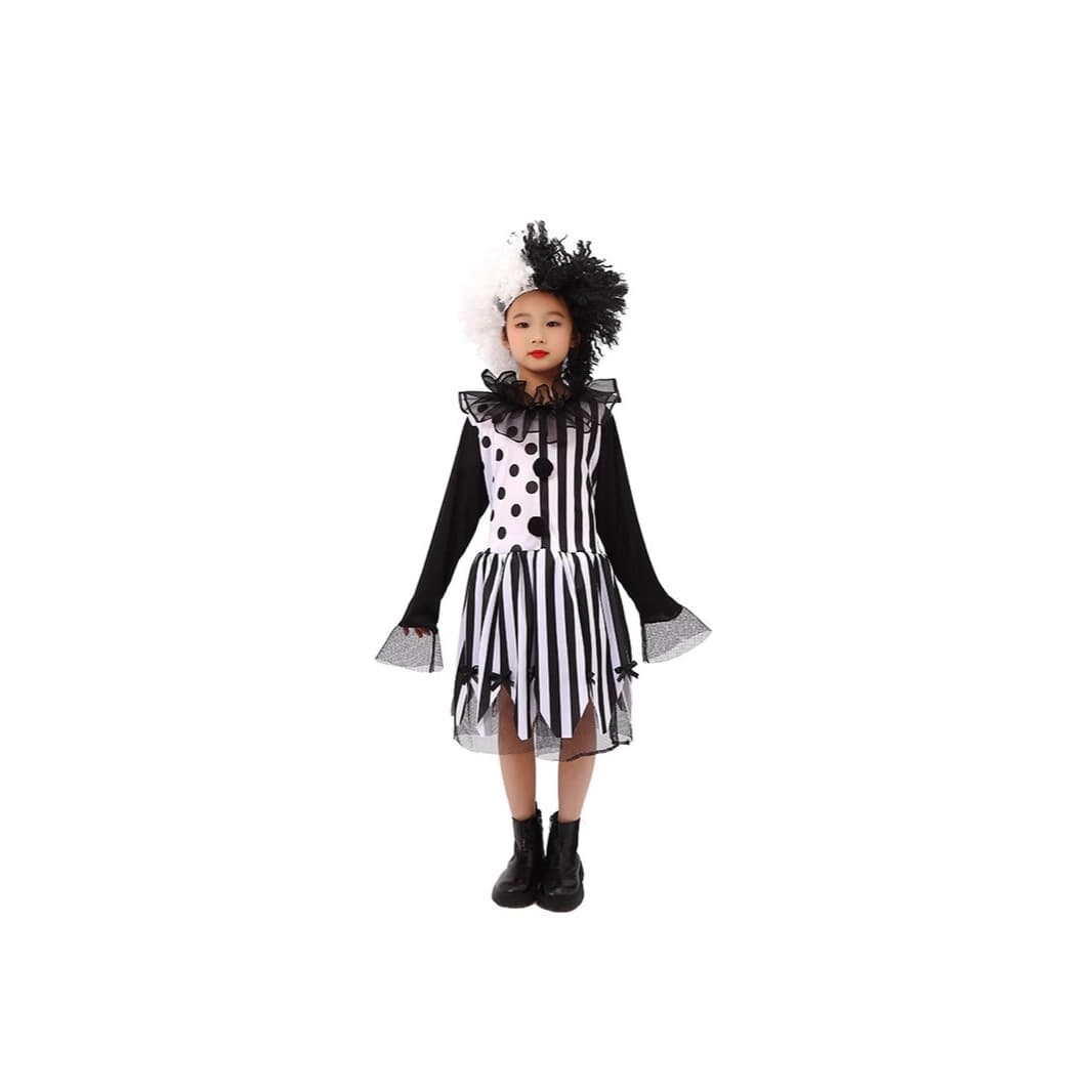 Children's Carnival Costume Festival Party Cosplay Broken Soul Black and White Clown Outfit Funny Performance Costume