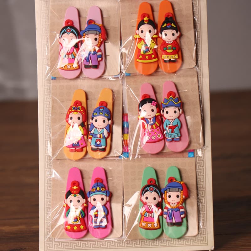 Yanbian Specialty Hair Clips, Korean Cute Cartoon Ethnic Edition Palace Gift, Hanfu Doll Hairpin with Fringe