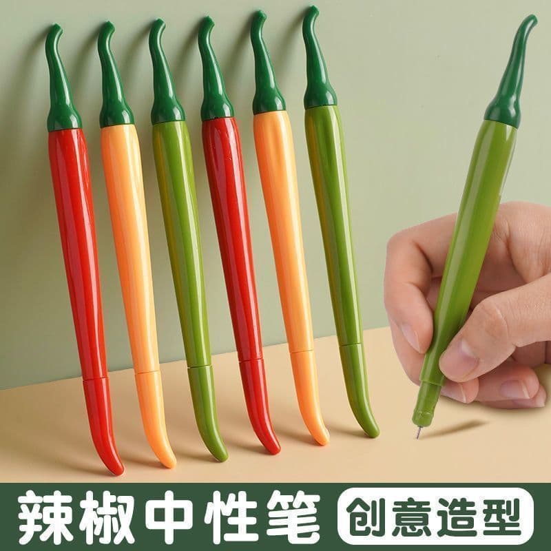 Creative Simulation Pepper 0.5 Needle Cartoon Gel Pen Student Black Stationery Cute Sign Pen Black