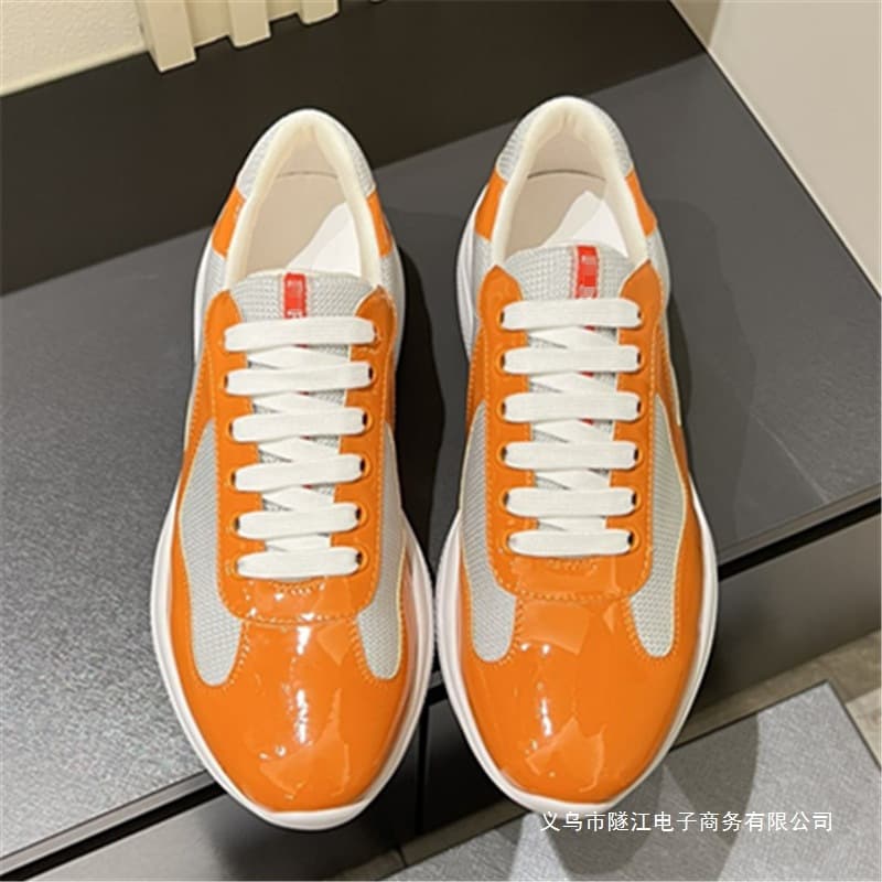 Guangzhou Stock Cross-border P Brand Casual Shoes 2025 Autumn Winter Men Women Couple Large Size Breathable Patent Leather Sports Board Shoes Trendy