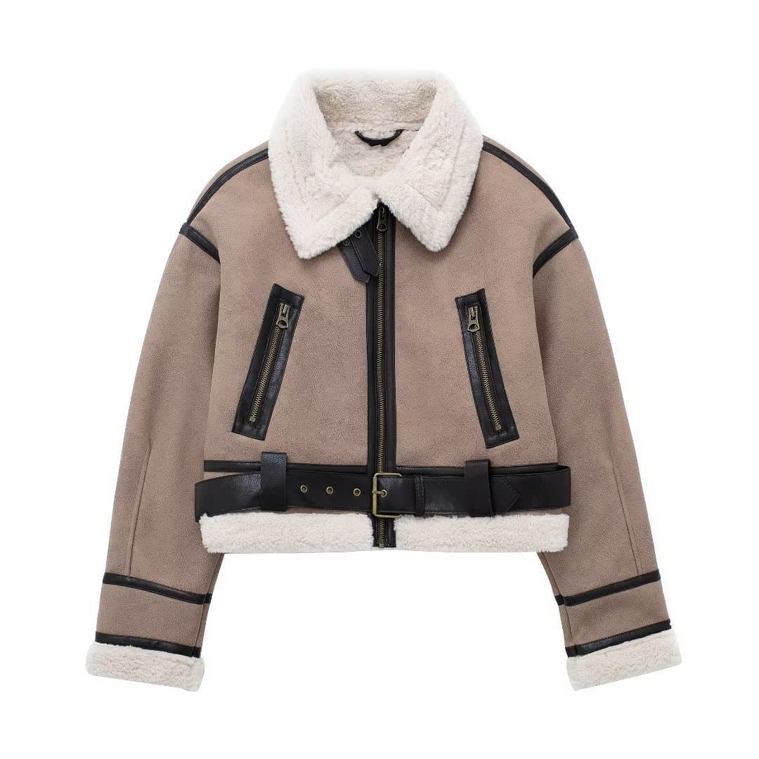 AliExpress 2025 Fall New Arrival European and American Cross-border Women's Fur-Lined Reversible Short Jacket Coat