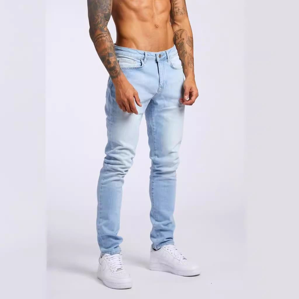 European Station Ins Trendy Men's Stretch Denim Slim Pants Cross-Border Export Slimming Black Stretch Jeans for Men