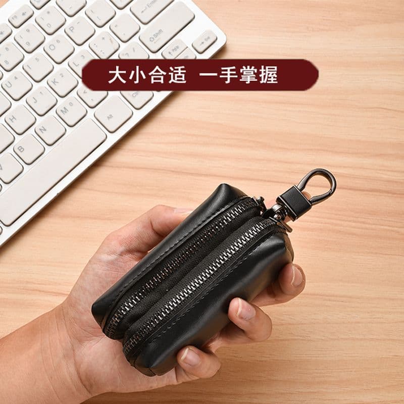 Multifunctional Leather Key Case Zipper Large Capacity Car Key Holder Waist Clip Storage Universal New Double Layer