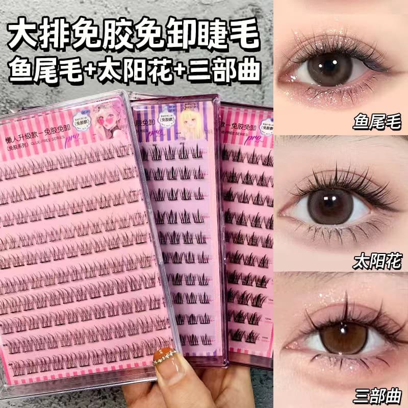 Large Capacity Self-Adhesive No-Glue Segment Lashes Natural Single Cluster Beginner Visible Segment Eyelashes