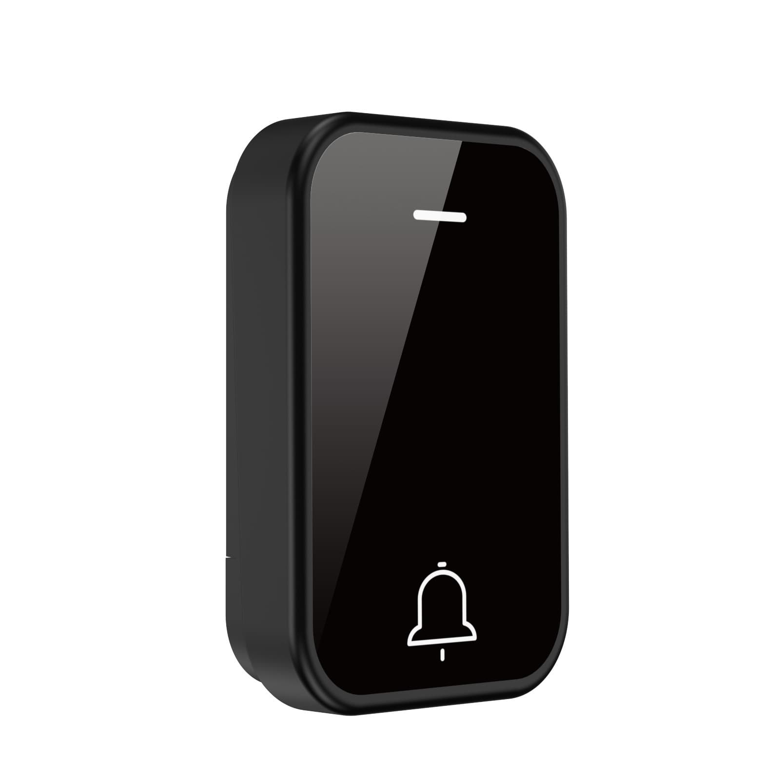 Cross-Border Hot Selling Black and White Mirror Wireless Doorbell, Home Digital Remote Control Musical Doorbell, Long-Distance Elderly Caller