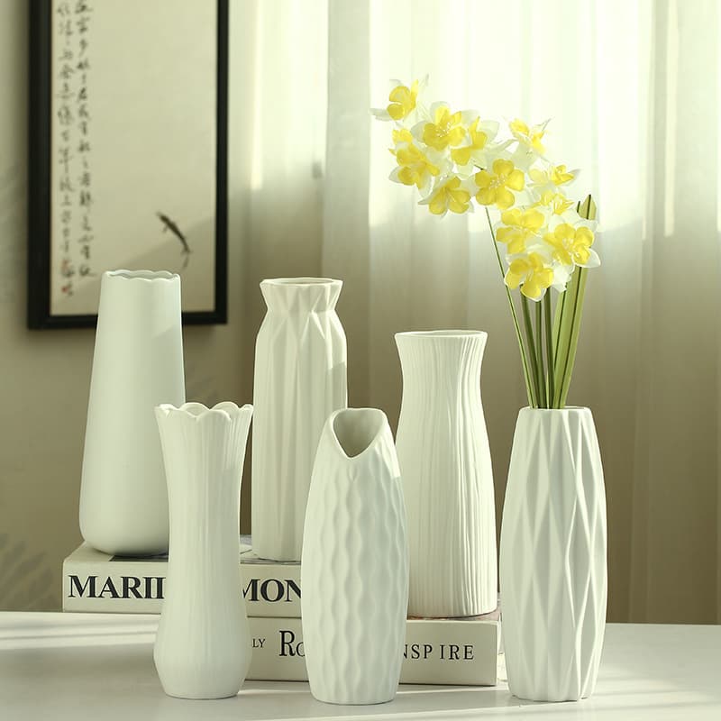 White Ceramic Vase Hydroponic Nordic Modern Creative Home Living Room Dining Table Dried Flower Arrangement Decorative Ornament Wholesale