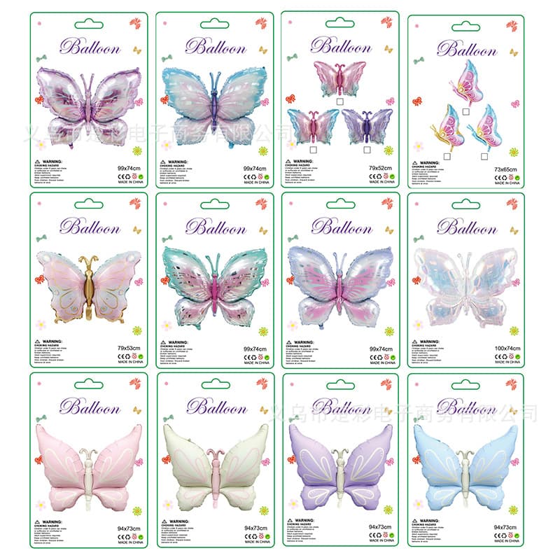 Wholesale Card Pack Butterfly Balloons Pink Silver Purple Butterfly Baby Girl Full Moon Birthday Photo Balloon Decoration Props