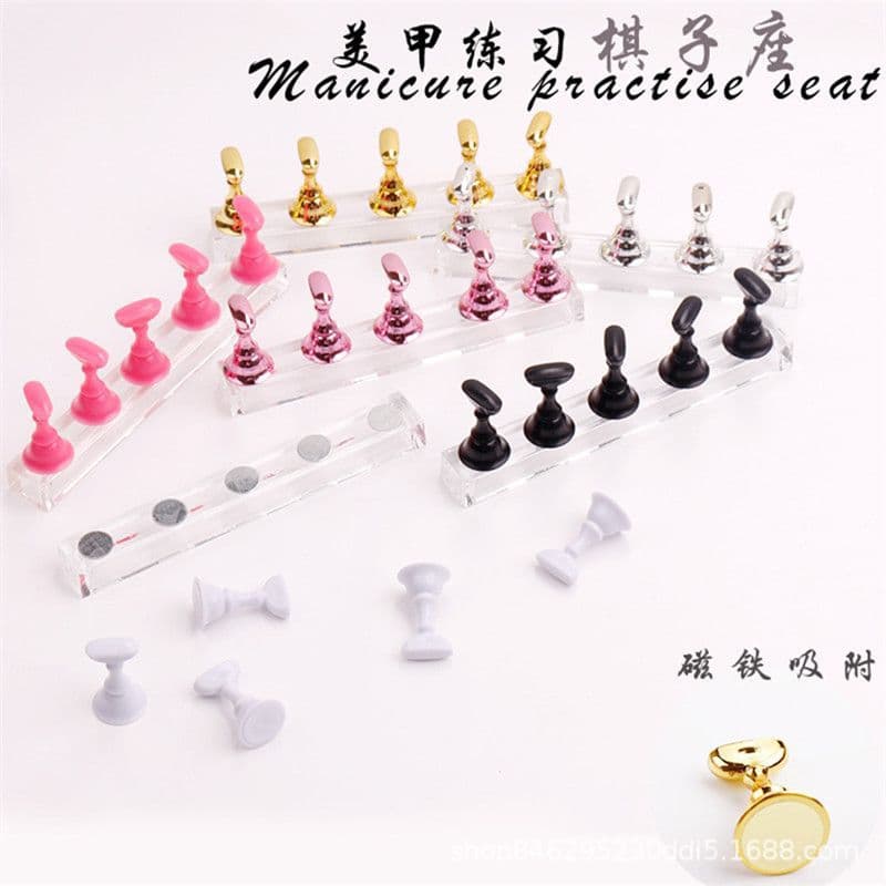 Nail Practice Tip Holder Long Strip Chess Piece Strong Magnetic Base Nail Tip Stand Fake Nail Display Stand Nail Base