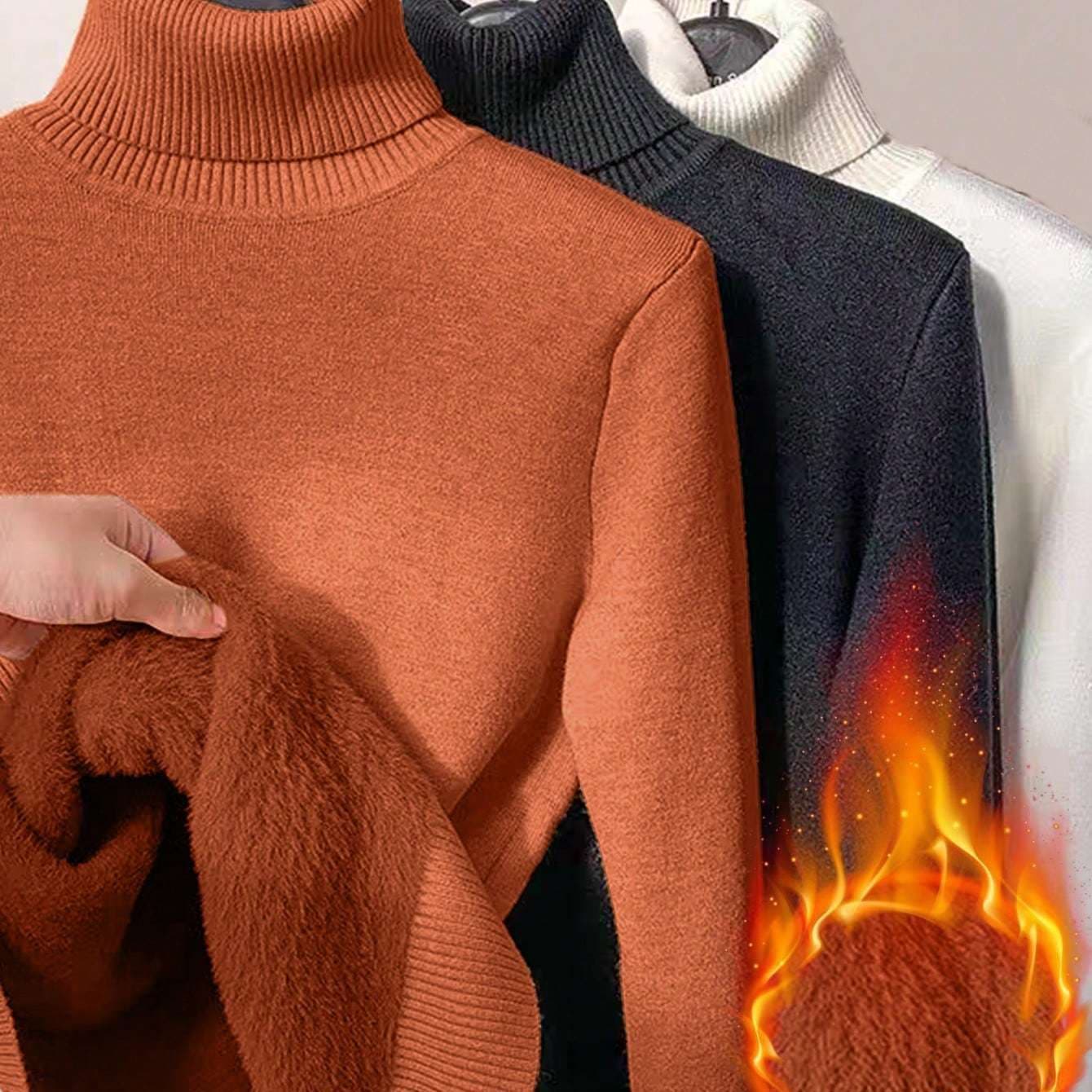Half-Turtleneck Knit Base Layer Sweater for Women, Autumn/Winter Inner Wear, Mink-Lined Thickened Warm Mid-Collar Top
