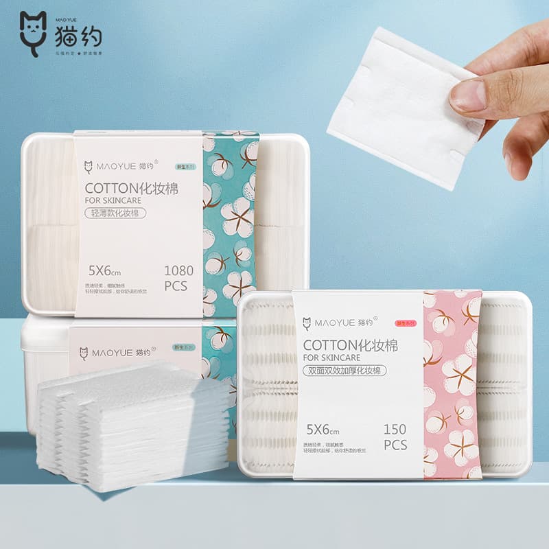 Cat Approx Boxed Makeup Cotton Three Layers 150 Pieces Pressed Edge Makeup Remover Thin Thick Wet Wipes Wholesale