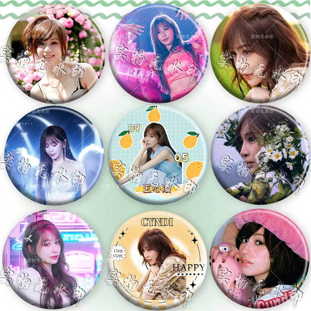 Cyndi Wang Star Merchandise Laser Badge Pin Fan Support DIY Ita Bag Charm Gift Backpack Accessory