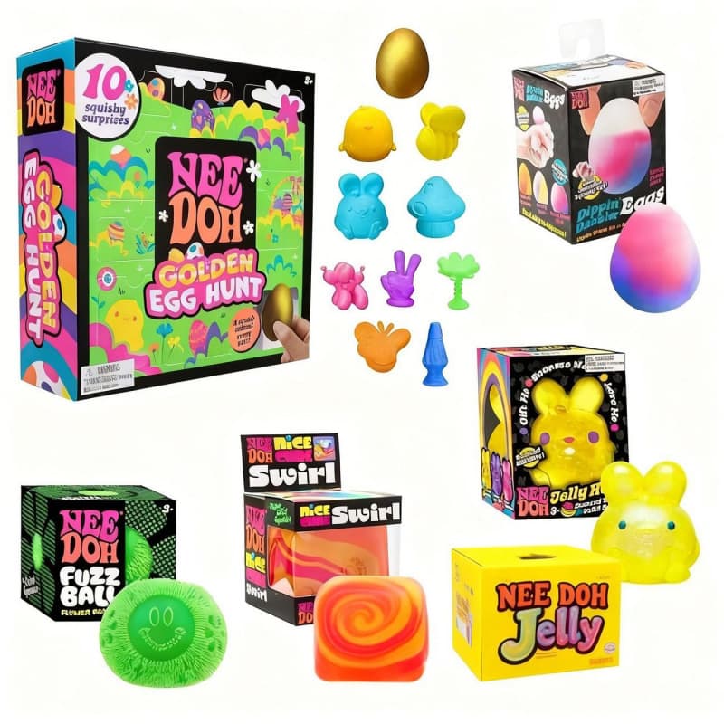 Cross-border New NeeDoh Golden Egg Treasure Hunt Game Children's Easter Fidget Spinner Toy Box with Mystery Small Door