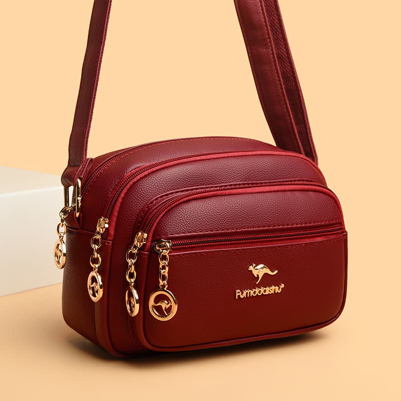 Street Style Multi-Layered Ladies Shoulder Bag with Zipper Small Unique Design Retro Crossbody Bag round Shape Fashionable Bag