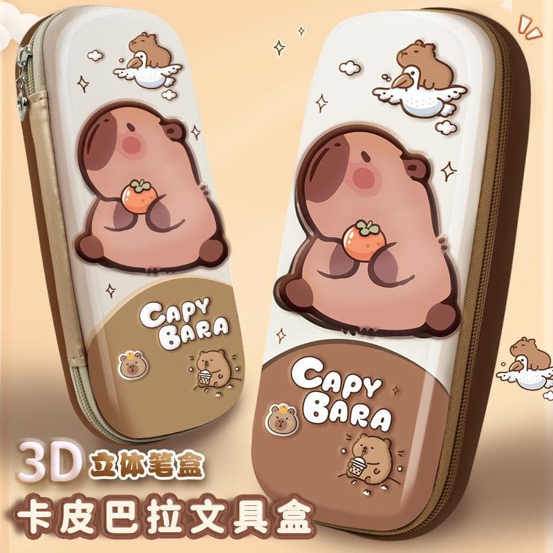 3D Kapibara three-layer cloth-covered female stationery cartoon primary school student pencil case three-dimensional stationery box children's pencil case
