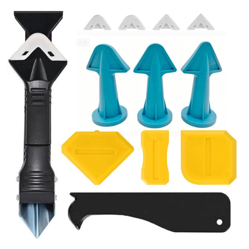 Three-in-one glue scraper set with replacement head, glass glue trimmer, glue remover, blade, ceramic tile seam joint tool wholesale