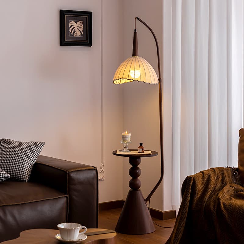 French Mid-century Style Living Room Floor Lamp with Shelf, Retro Fishing Lamp for Bedroom, Casa Atmosphere Lighting