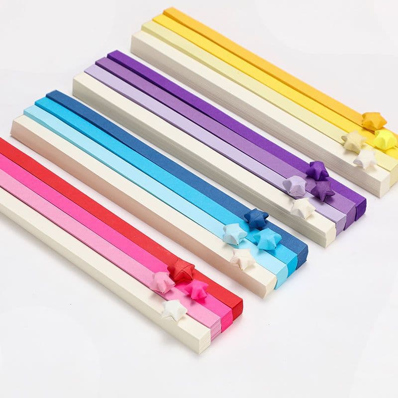 Colorful Gradient Star Origami Wishing Bottle Handmade Paper Strips Lucky Stars Wishing Bottle Printed Five-Pointed Star Folding Paper