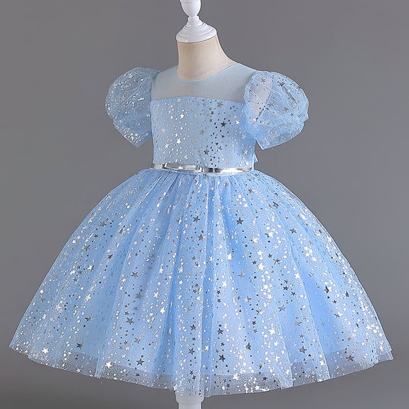 Children's Wedding Dress Stage Costume Sequined Princess Dress Short Sleeve Dress for Girls Cross-Border Drop Shipping