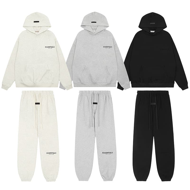 2026 Hooded Sweatshirt Black Letter Flocked FOG ESSENTIALS New Streetwear Cross-Border Hot Sale