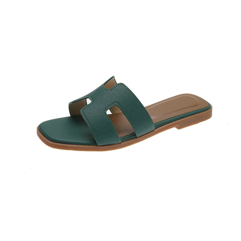2026 New Genuine Leather High Edition Slippers for Women, Summer Versatile Flat One-Strap Sandals for Beach Vacation