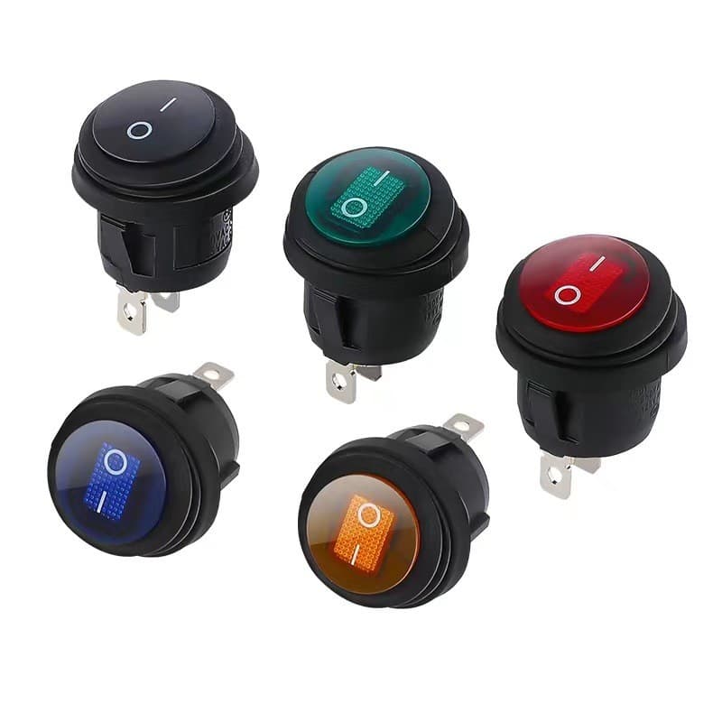 12v waterproof switch round one-piece waterproof boat switch with light 3-pin 220V rocker switch power switch