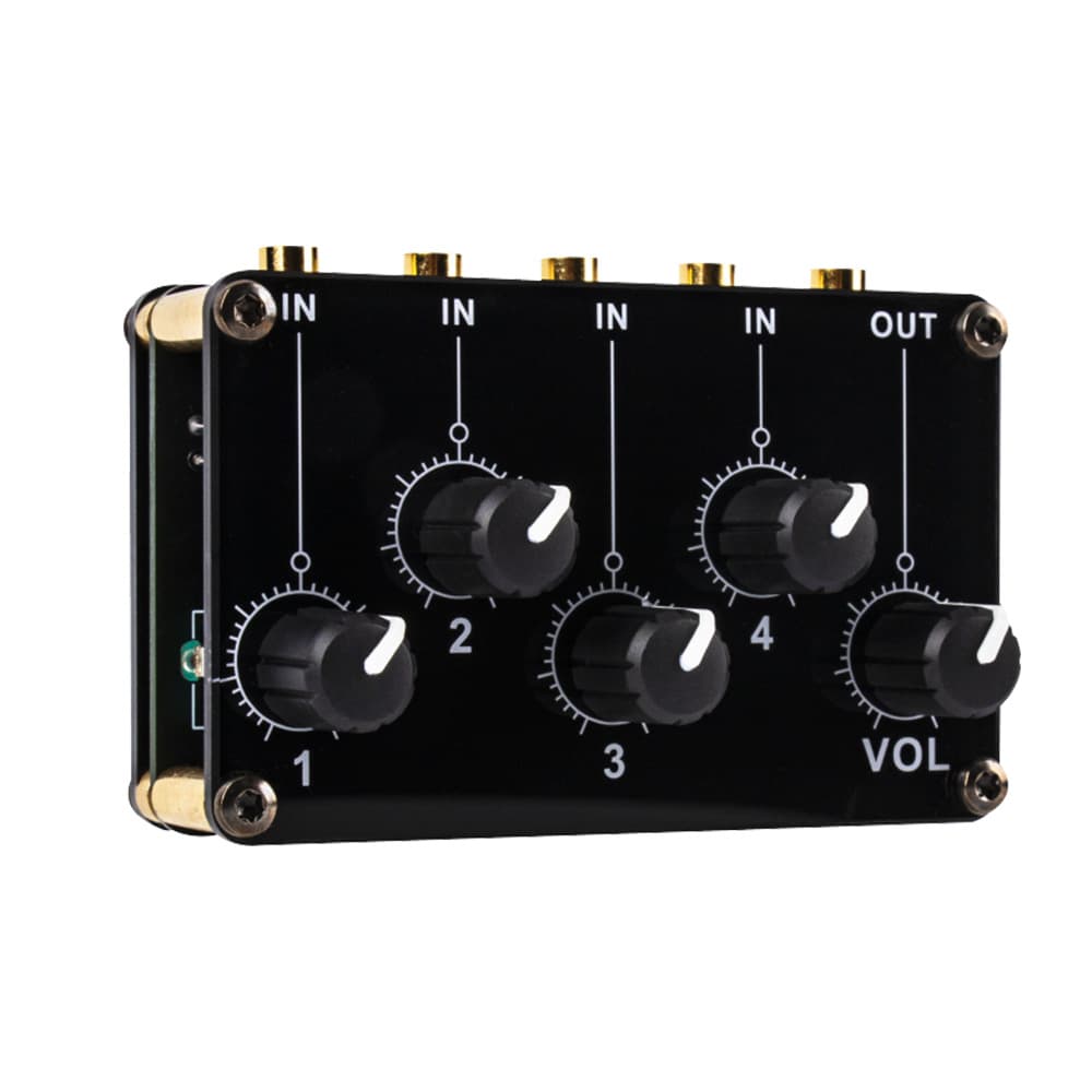 Portable 4-Channel Stereo Line Mixer Passive Mixing Console Controller USB Interface Multifunctional Audio Processor