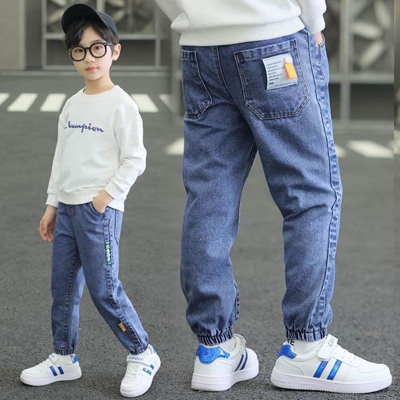 Boys Jeans Loose Fit Kids Jeans Spring/Autumn Long Pants Winter Fleece-Lined Thick Pants