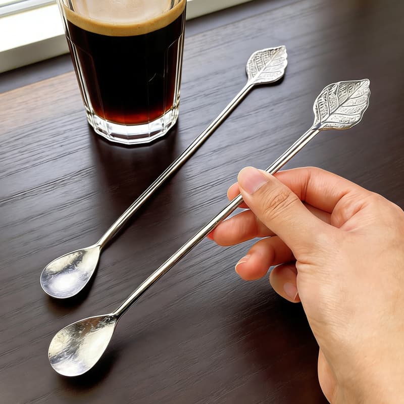Pure titanium leaf ice spoon creative leaf beverage milk tea stirring spoon coffee spoon mug ice cream dessert spoon