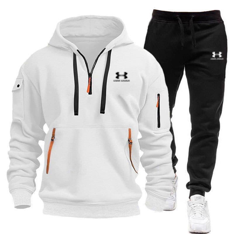 New Cross-Border European and American Autumn/Winter Men's Casual Sportswear Set with Multi-Zip Arm Pockets Fashionable Hoodie Set