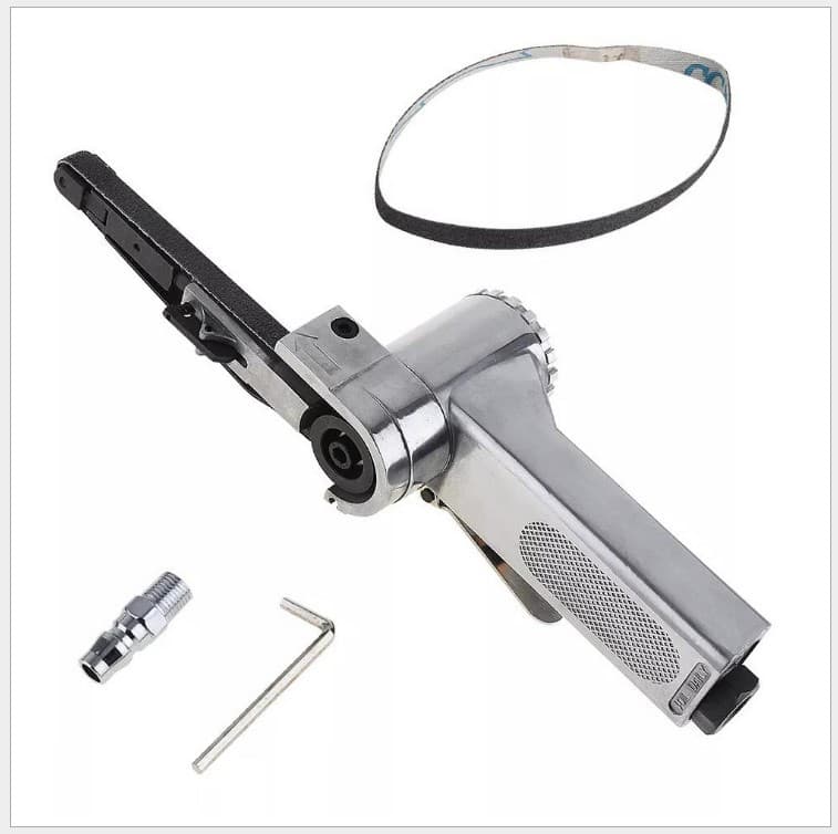 Industrial-grade pneumatic belt sander 10mm, air-powered grinder, lightweight handheld loop belt machine, polisher