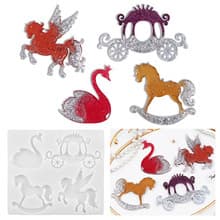 New DIY Crystal Epoxy Resin UV Resin Swan Flying Horse Wooden Horse Carriage Pendant Ornament Mirror Silicone Mold