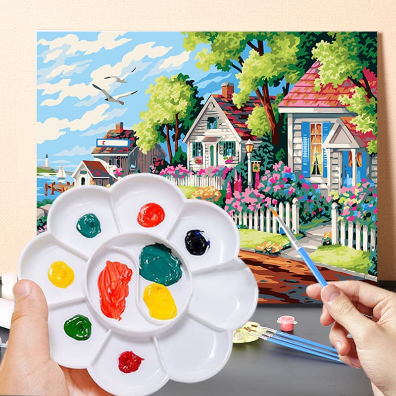 Children's Plastic Small Plum Blossom Palette DIY Art Student Specific, Watercolor Gouache Acrylic Oil Painting Palette