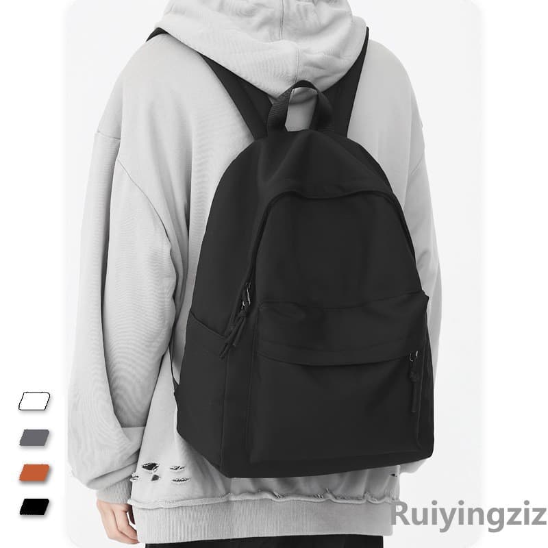 Plain Black Backpack for Male College Students, Ins Style Japanese Simple Backpack for Middle and High School Students, Unisex