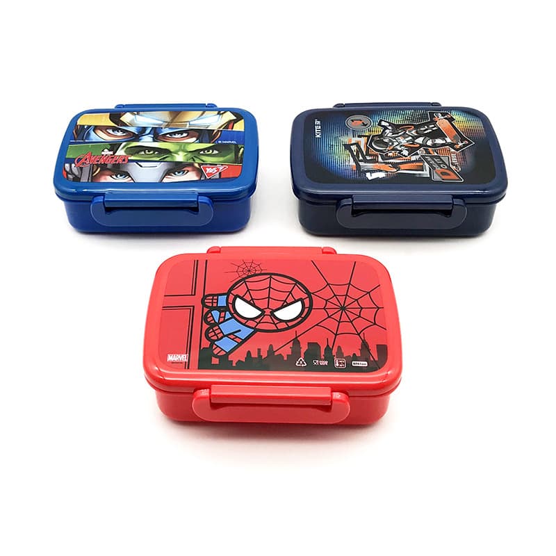 Plastic rectangular lunch box for students and children with removable partitions, dishwasher safe