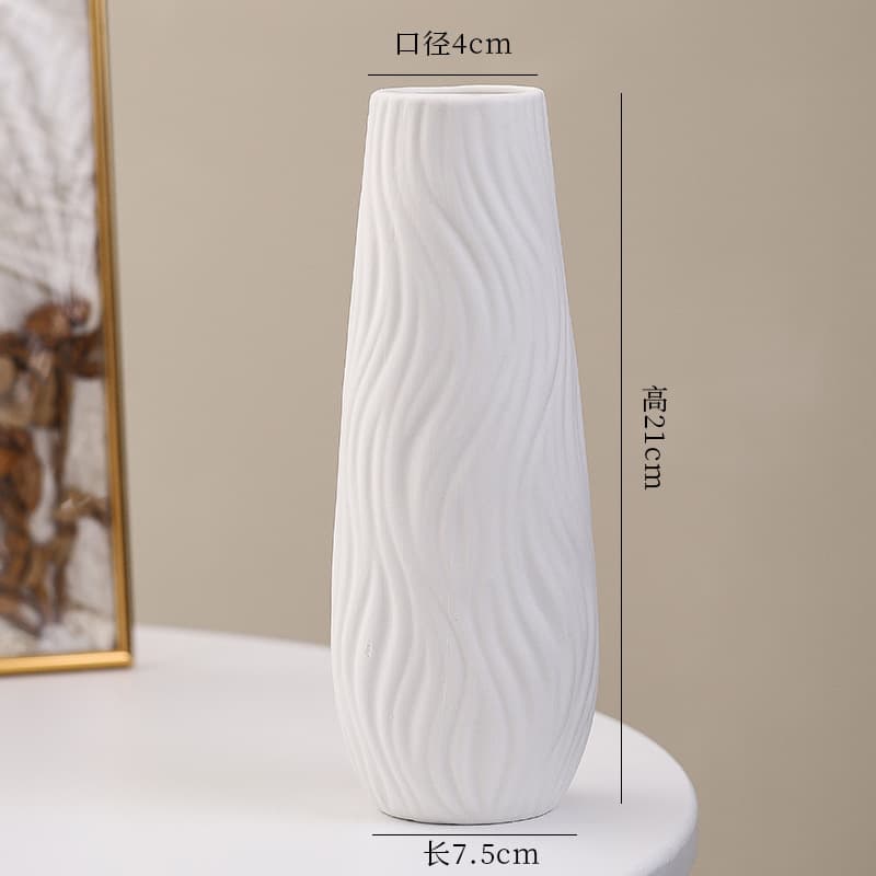 Modern Ceramic Vase for Flower Arrangements, Baby's Breath, Pothos, Hydroponic Lucky Bamboo, Dried Flowers, Artificial Flowers, White Living Room Home Floral Container