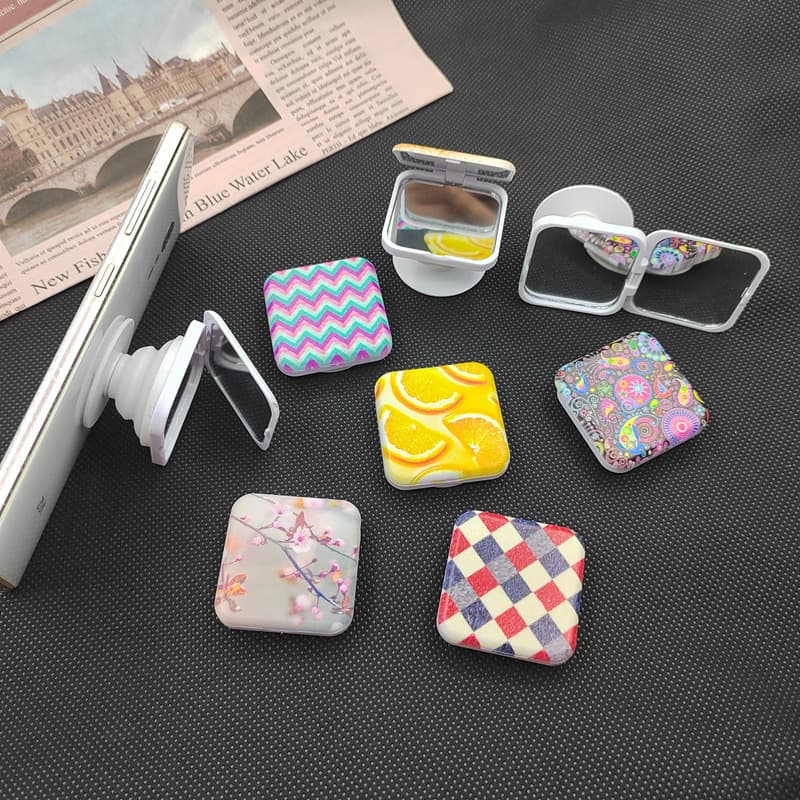 Phone Air Cushion Retractable Foldable Holder New Square Makeup Mirror Holder Glass Mirror Flip Double-sided Mirror Material